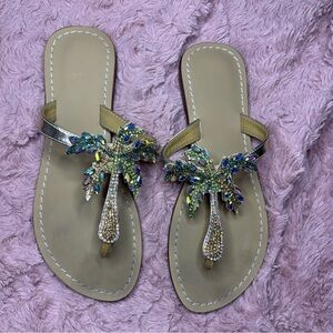 Embellished Palm Leaf Sandals